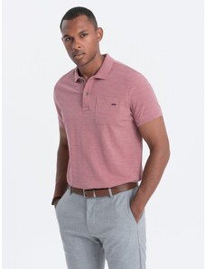 Ombre Clothing Men's polo t-shirt with decorative buttons - faded pink V4 S1744