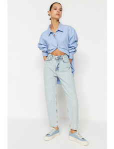 Trendyol Collection Svetlomodré Mom Jeans s vysokým pásom