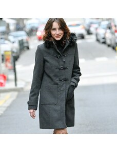 Blancheporte Jednofarebný kabát duffle-coat s kapucňou antracitový melír 044