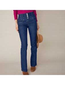 Blancheporte Bootcut džínsy s vysokým pásom, vnútor. dĺžka nohavíc 75 cm tmavomodrá 036