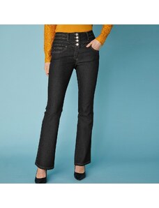Blancheporte Bootcut džínsy s vysokým pásom, vnútor. dĺžka nohavíc 75 cm čierna 036
