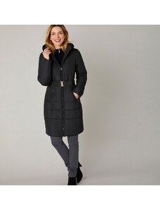 Blancheporte Prešívaná bunda na zips s opaskom, dlhá čierna 048