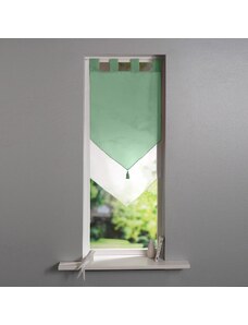 Blancheporte Dvojfarebná vitrážová záclonka do špičky zakončená pútkami zelená/biela 061