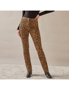 Blancheporte Úzke dlhé nohavice, leopardia potlač čierna/karamelová 036