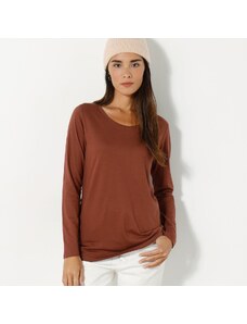 Blancheporte Jednofarebné tričko s dlhými rukávmi čokoládová 036
