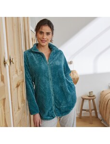 Blancheporte Fleecová domáca bunda na zips smaragdová 052