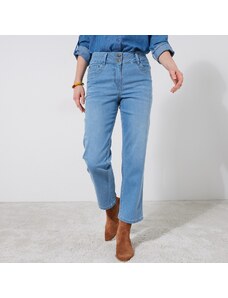 Blancheporte Rovné skrátené džínsy zapratá modrá 036