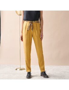 Blancheporte Úzke jednofarebné nohavice s opaskom šafranová 040