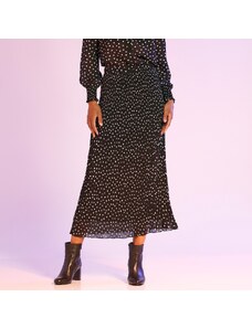 Blancheporte Voálová plisovaná sukňa s potlačou bodiek, recyklovaný polyester čierna/ražná 038
