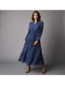 Blancheporte Dlhé šaty s výšivkou modrosivá/čierna 042