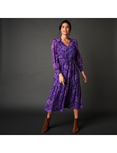 Blancheporte Dlhé volánové šaty s minimalistickým vzorom fialová/ražná 046