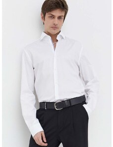 Bavlnená košeľa HUGO pánska, biela farba, regular, s klasickým golierom, 50508303