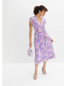 bonprix Midi sieťované šaty s potlačou, farba fialová