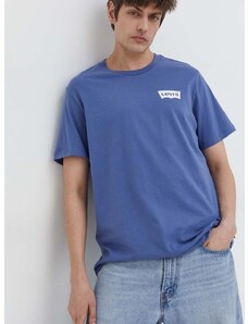 Bavlnené tričko Levi's pánsky, fialová farba, s potlačou