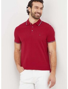 Polo tričko Tommy Hilfiger pánsky,bordová farba,jednofarebný,MW0MW30750