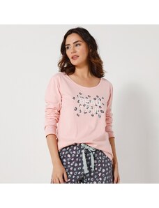 Blancheporte Pyžamové tričko s dlhými rukávmi a stredovou potlačou "Beautiful" ružová 044