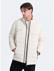 Ombre Men's winter jacket with detachable hood - cream
