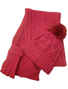 Pampusikfashion Súprava na zimu - čiapka, šál, rukavice - fuchsia