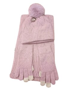 Pampusikfashion Súprava na zimu - čiapka, šál, rukavice - fialová