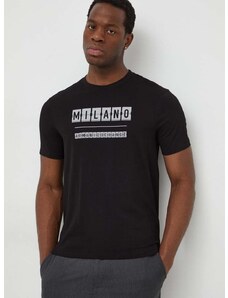 Bavlnené tričko Armani Exchange pánske, čierna farba, s potlačou, 3DZTHE ZJH4Z