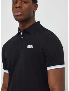 Bavlnené polo tričko Karl Lagerfeld čierna farba,s potlačou,541233.745403