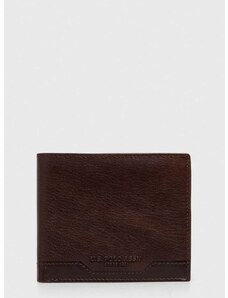 Kožená peňaženka U.S. Polo Assn. pánsky, hnedá farba
