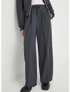 Nohavice American Vintage dámske, šedá farba, široké, vysoký pás