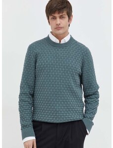 Bavlnený sveter HUGO zelená farba,50504395