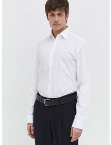 Bavlnená košeľa HUGO pánska, biela farba, slim, s klasickým golierom, 50508294