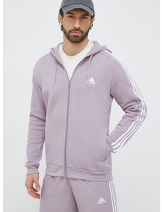 Mikina adidas pánska, fialová farba, s kapucňou, s nášivkou, IS0009