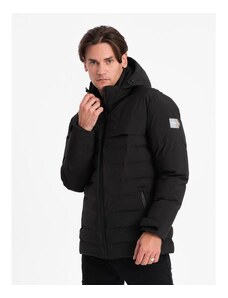 Ombre Clothing Pánska zimná bunda s odnímateľnou kapucňou V3 OM-JAHP-0150 čierna
