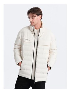 Ombre Clothing Pánska zimná bunda s odnímateľnou kapucňou V2 OM-JAHP-0150 krémová