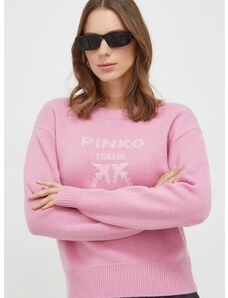 Vlnený sveter Pinko dámsky, ružová farba, tenký, 100414.Y7Z4