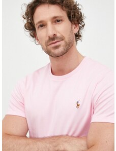 Bavlnené tričko Polo Ralph Lauren ružová farba,jednofarebné,710740727010