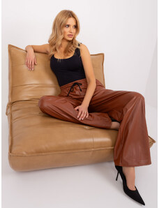 Fashionhunters Light brown insulated trousers made of eco-leather