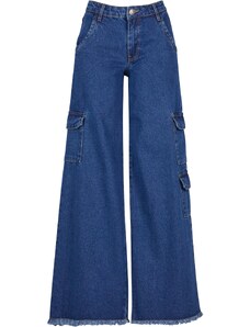UC Ladies Women's Cargo Jeans with Medium Waist - Blue