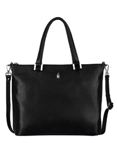 Veľká luxusná kožená kabelka do ruky shopper Wojewodzic čierna 31804