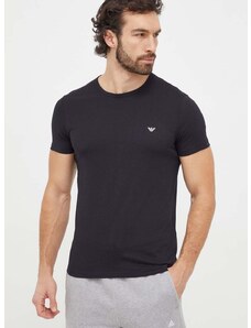 Bavlnené tričko Emporio Armani Underwear 2-pak čierna farba, jednofarebný