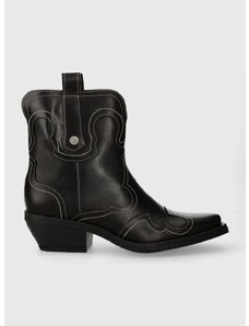 Kožené kovbojské topánky Steve Madden Waynoa dámske, čierna farba, na podpätku, SM11003072