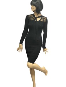šaty s čipkou pletené čierne Rinascimento