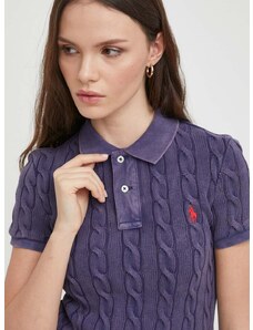 Bavlnené polo tričko Polo Ralph Lauren tmavomodrá farba