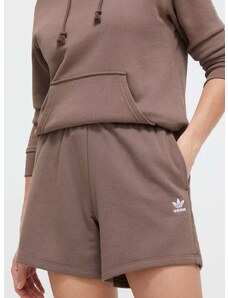 Šortky adidas Originals dámske, hnedá farba, jednofarebné, vysoký pás, IR5957