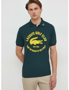 Polo tričko Lacoste pánsky, zelená farba, s potlačou