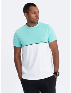 Ombre Clothing Originálne dvojfarebné tričko mint - biele V3 S1619