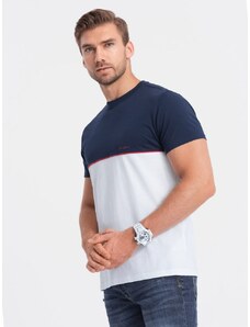 Ombre Clothing Originálne dvojfarebné tričko tmavo modro - biele V7 S1619