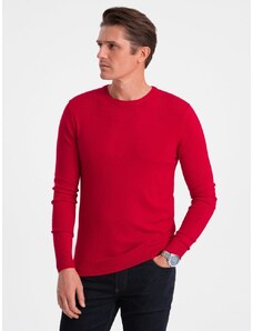 Ombre Clothing Klasický červený sveter s okrúhlym výstrihom V5 SWBS-0106