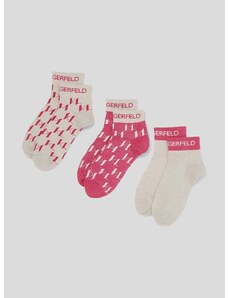 Ponožky Karl Lagerfeld 3-pak dámske, ružová farba