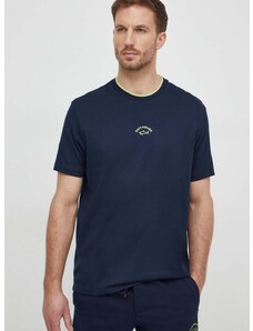 Bavlnené tričko Paul&Shark pánsky, tmavomodrá farba, s potlačou, 24411055