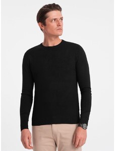 Ombre Clothing Klasický čierny sveter s okrúhlym výstrihom V2 SWBS-0106