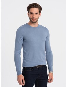 Ombre Clothing Klasický svetlo modrý sveter s okrúhlym výstrihom V10 SWBS-0106